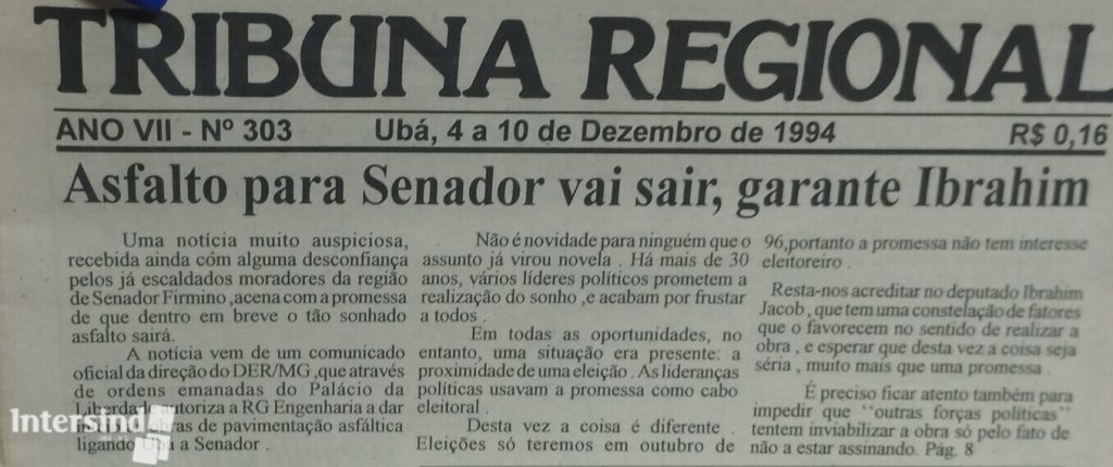 001 - Asfalto para Senador Firmino (dezembro 1994)