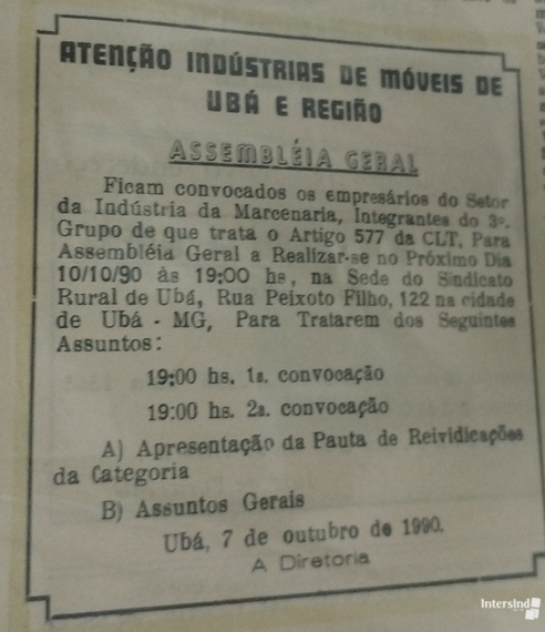 009 - Convocação para assembleia geral (outubro 1990)