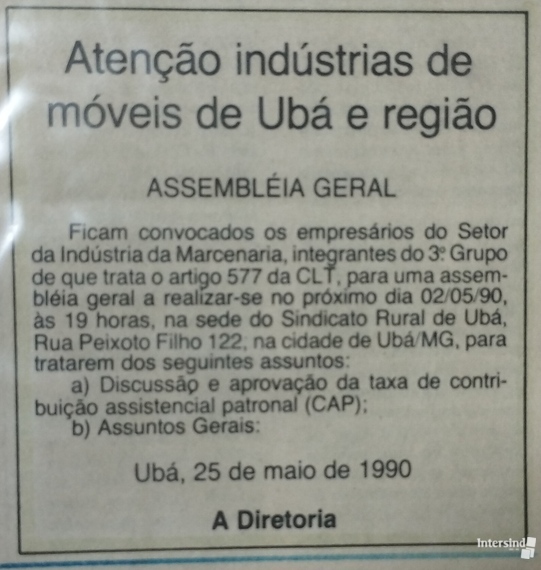 006 - Convocacão para assembleia geral (maio 1989)